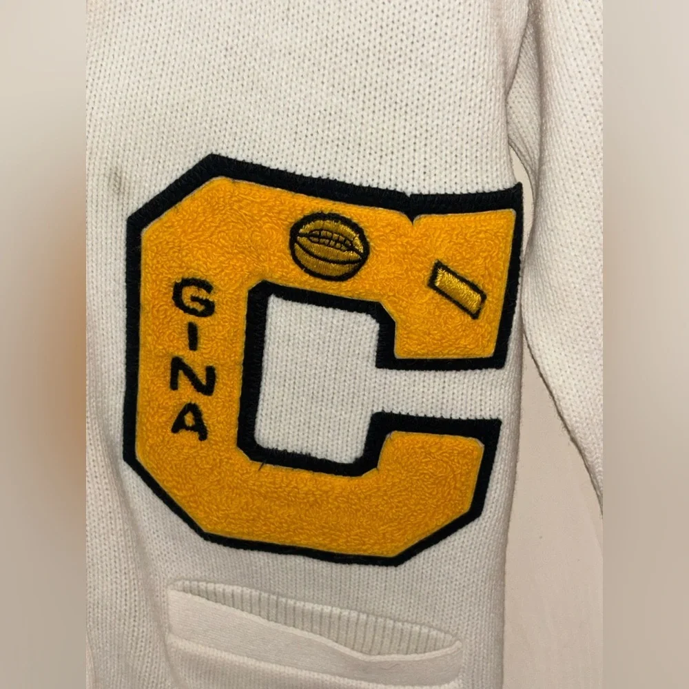 Vintage Late 60s - 70s Sand Knit Letter C Knit Letterman Cardigan Sweater Small​ - Picture 6 of 9